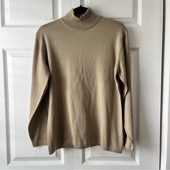Lands' End Other - Lands' End Long Sleeve Merino Wool Turtle/Cowl Neck Sweater Beige Vtg Medium